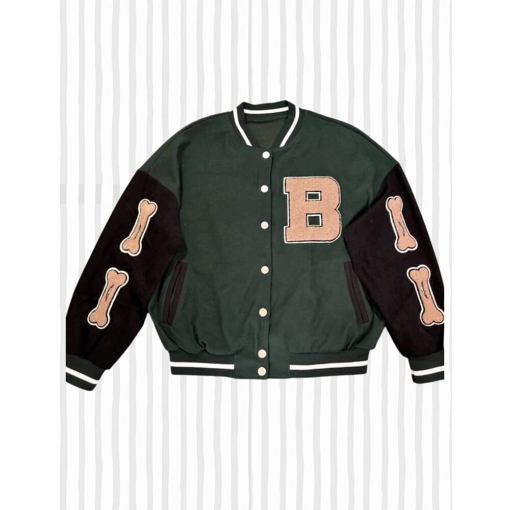 Men's Varsity Jacket College Jacket Stitched Leather Unisex Streetwear Vintage